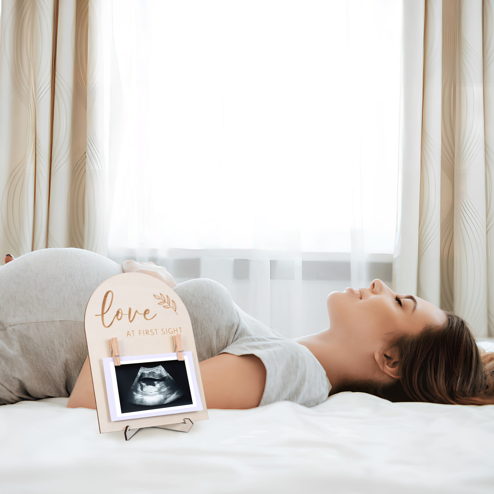 Baby Nursery Frames - ベビー写真用の木製フォトフレーム、超音波検査写真用フレーム、ベビーフォトフレーム、子供部屋の装飾用、ディスプレイスタンド、クリップ式、4x6、5x7サイズに対応。