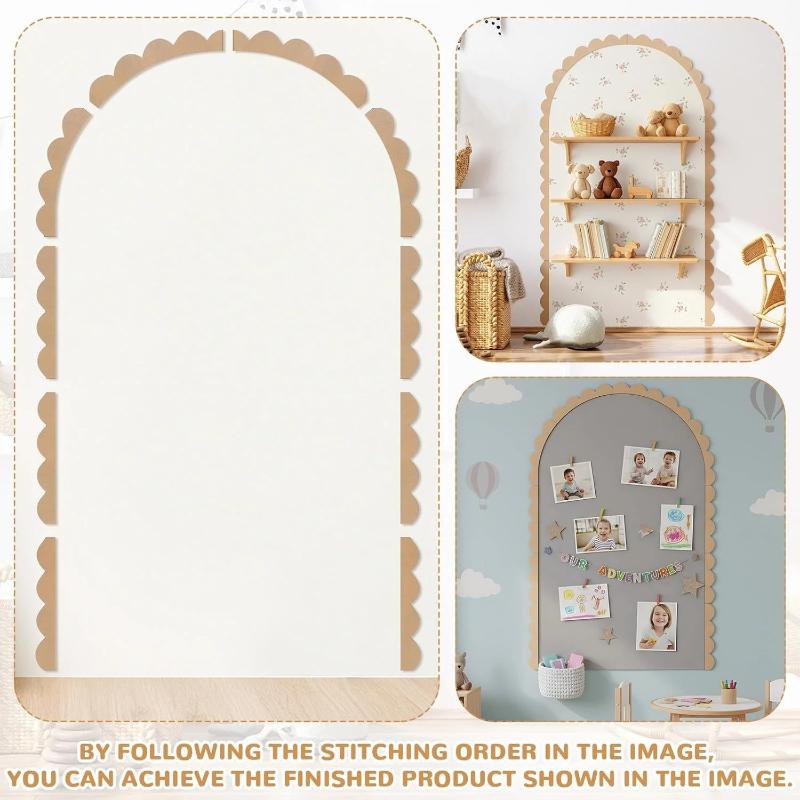Baby Nursery Frames - 木製ウォールアーチ装飾 DIY 未完成木製フレーム スカラップ加工 クラフトトリム アクセント家具モールディング