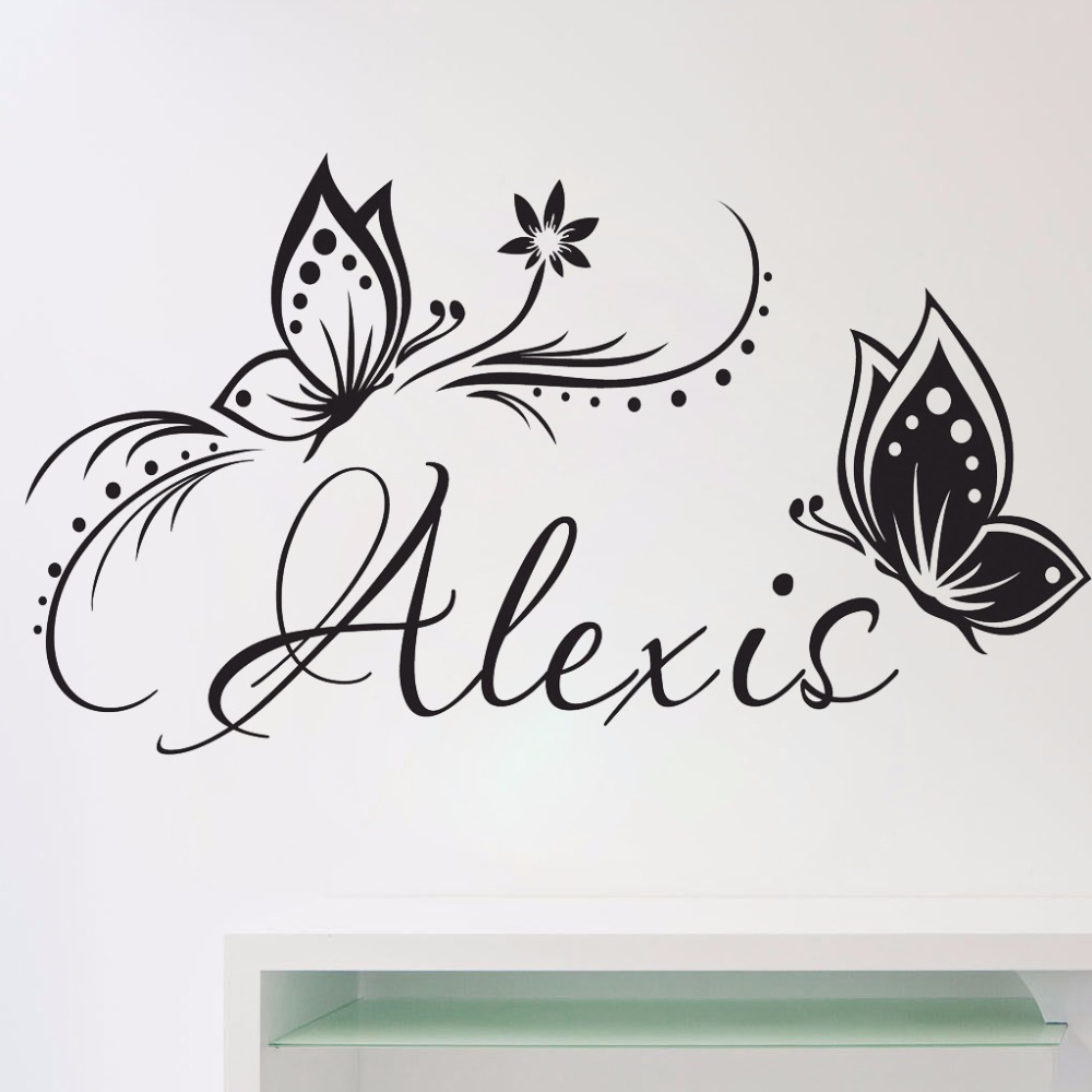 パーソナライズされた名前 & 蝶壁ビニールデカールステッカー - Baby Girl Nursery Quotes のレビューと価格