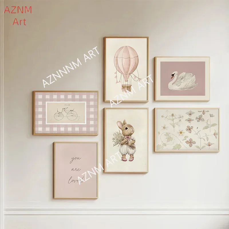ピンクの保育園ギャラリーアートウォールポスターヴィンテージキ - Baby Nursery Wall Lights のレビューと価格